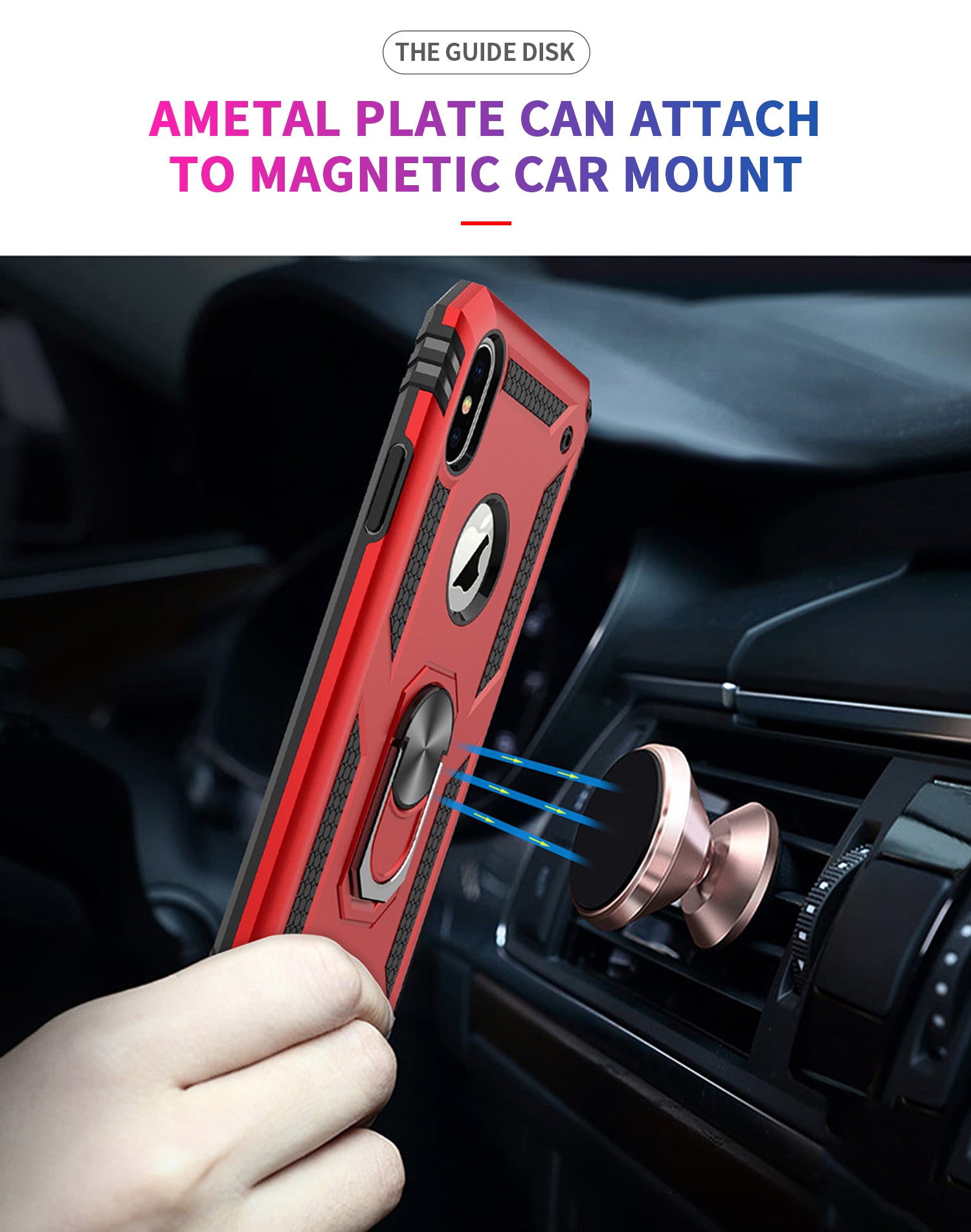 Dual Colors Ring Magnetic GPS car mount Phone Holder for iPhone Xs Max