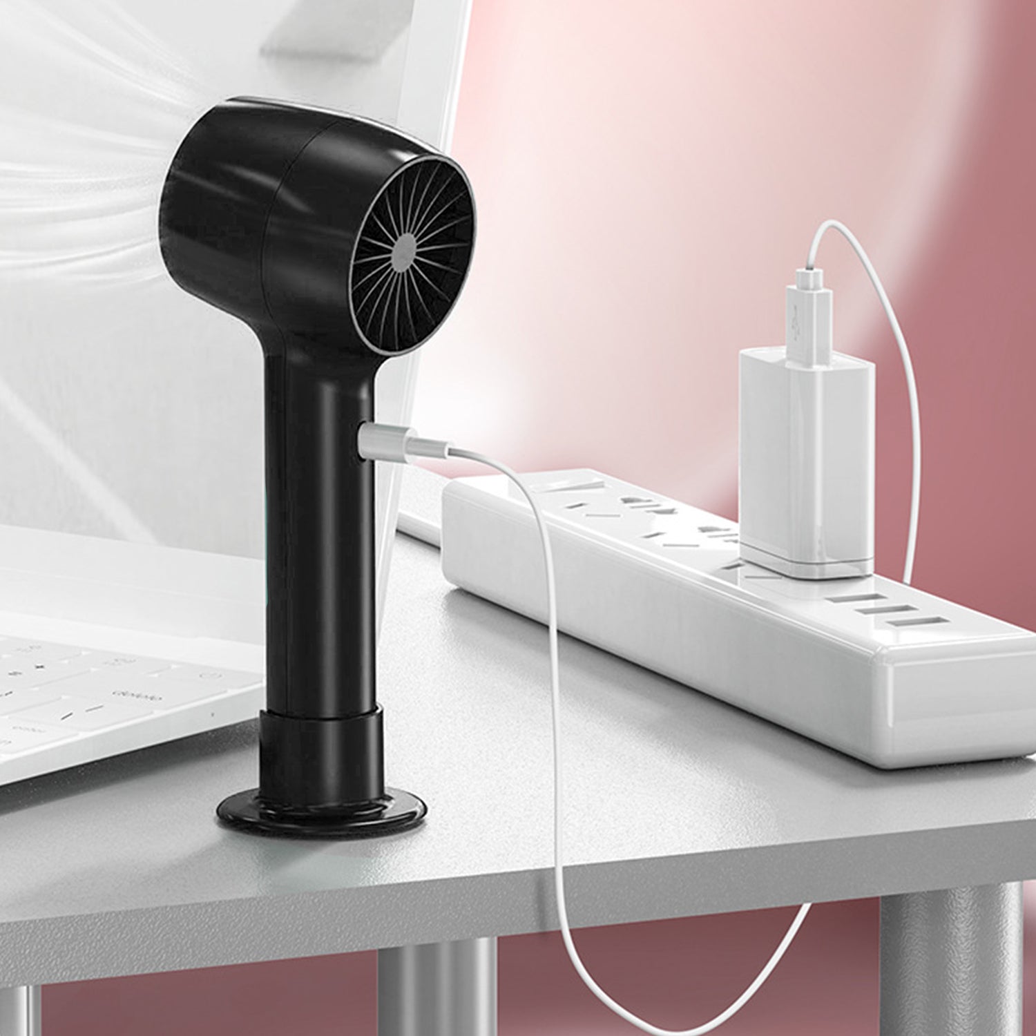 Mini Fan USB-C handheld and support standing-Black