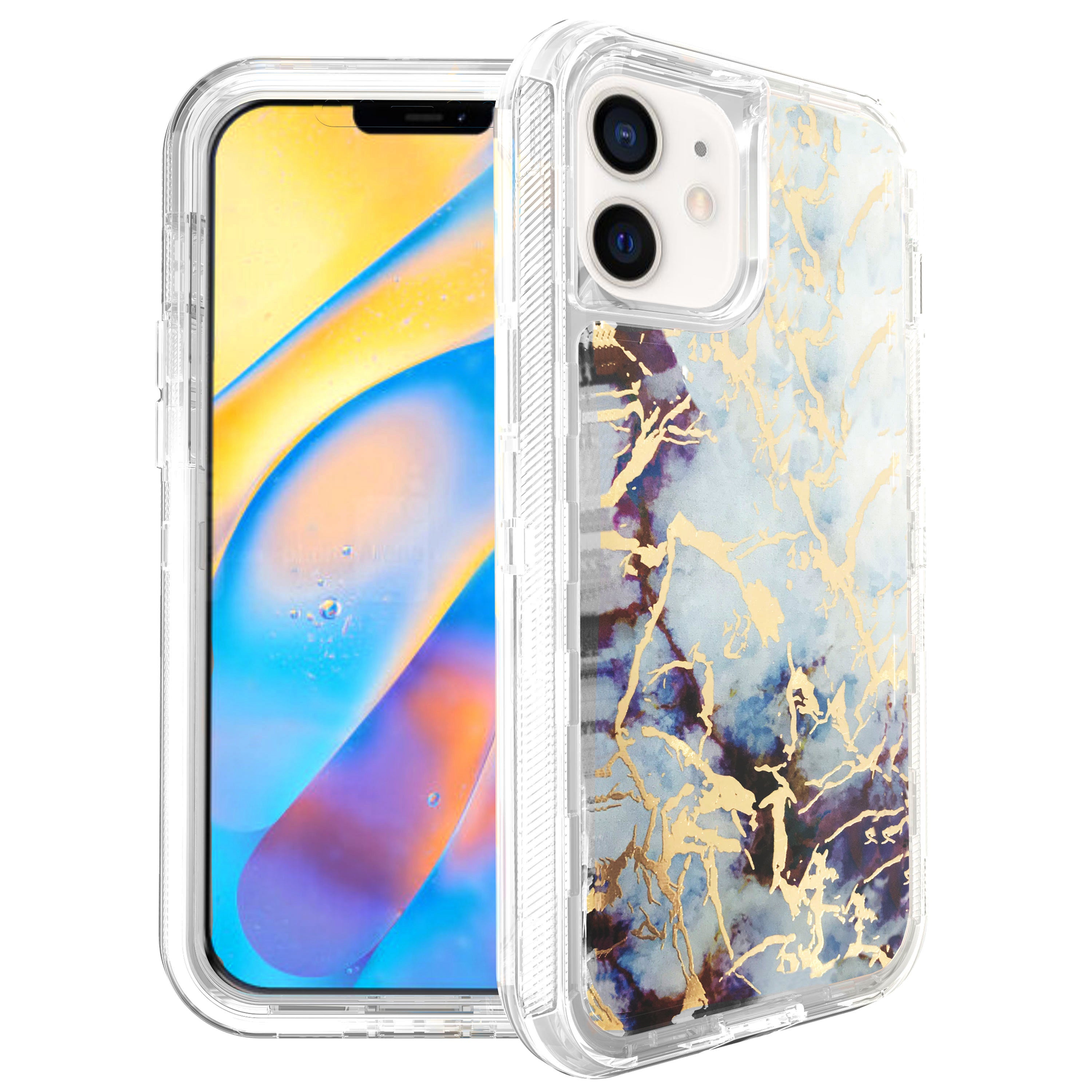 Clear Case for iPhone 12 Mini (5.4") Anti-Shock Durable Protective TPU Heavy Duty Marble case