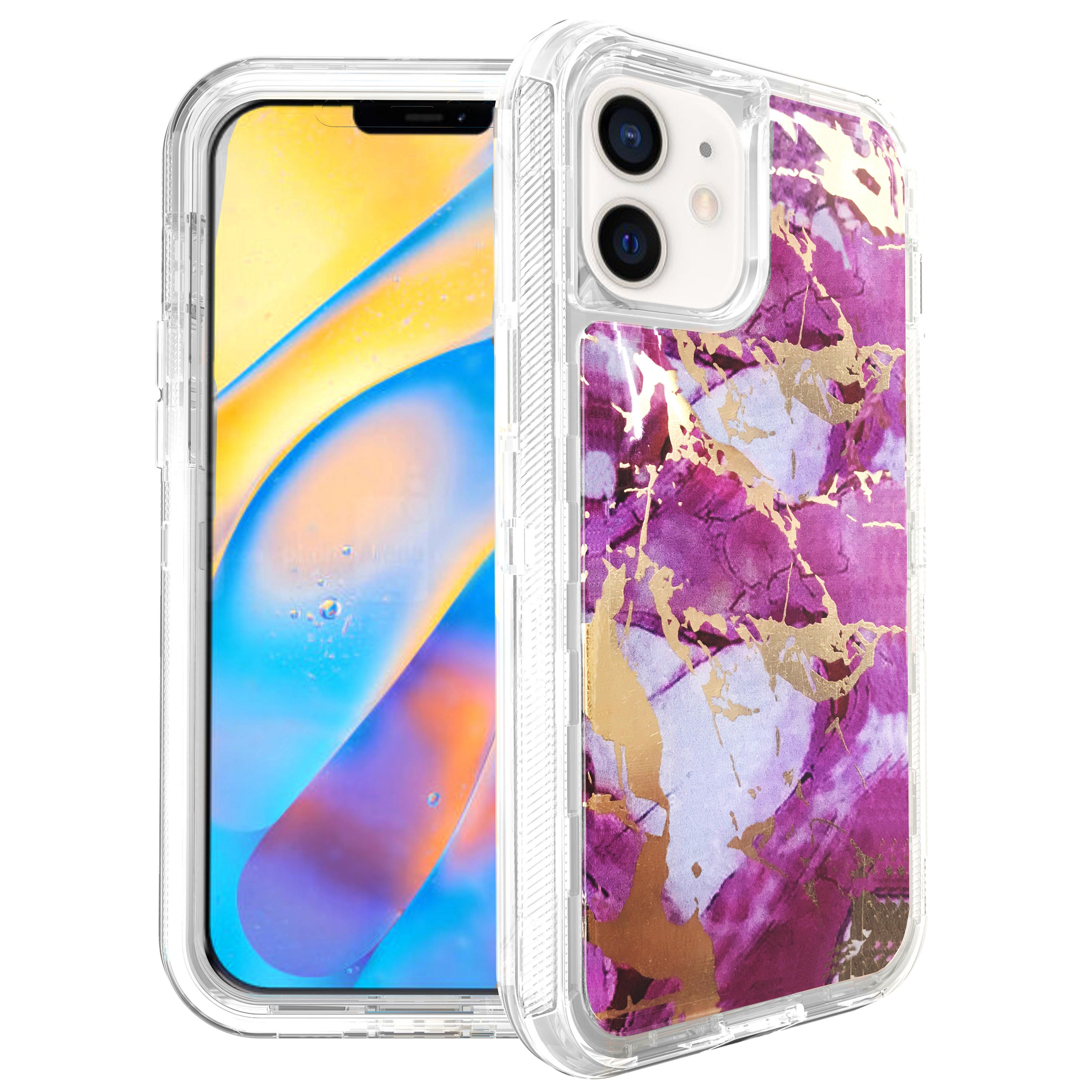 Clear Case for iPhone 12 Mini (5.4") Anti-Shock Durable Protective TPU Heavy Duty Marble case