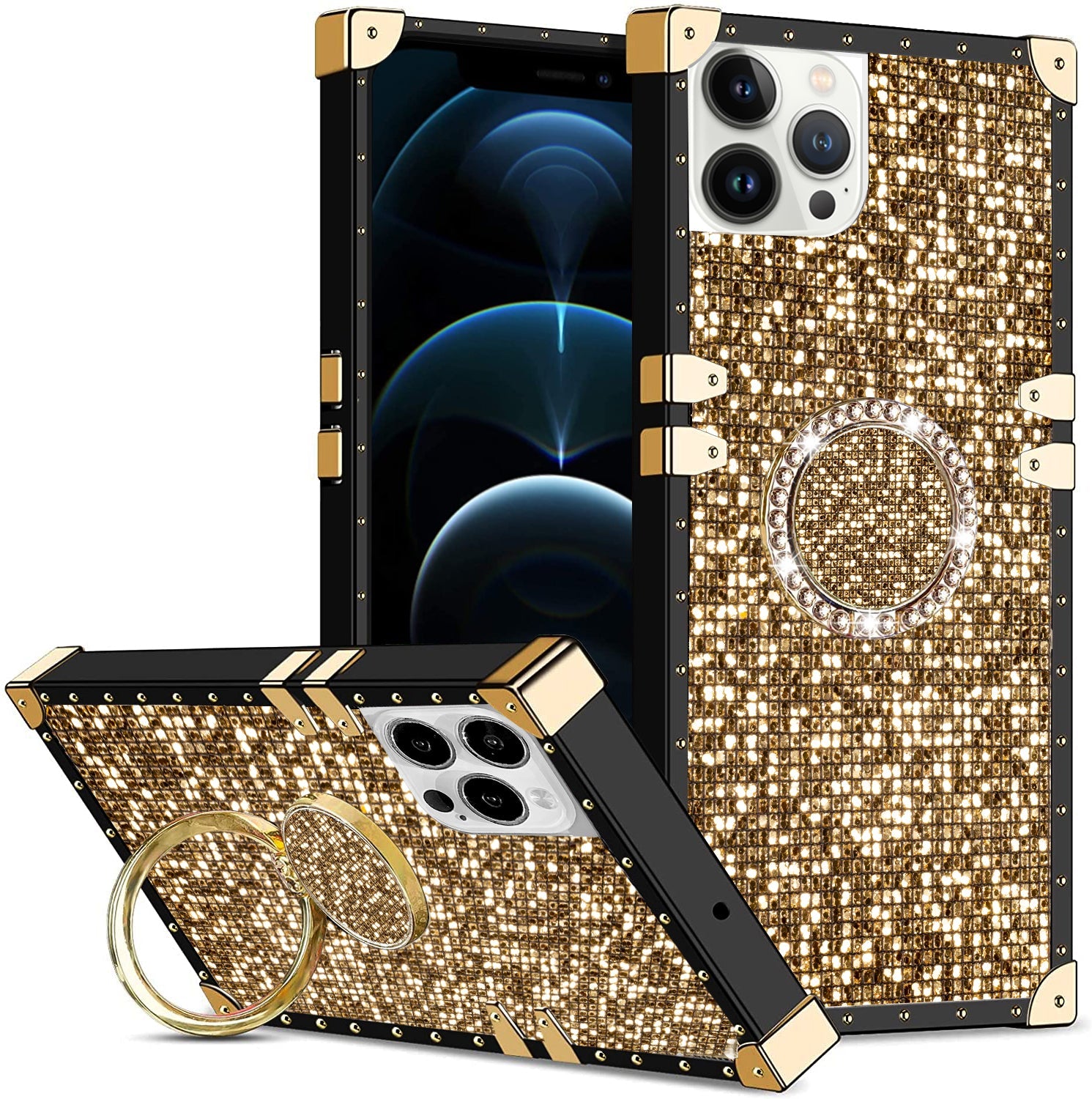 TPU Luxury Diamonds Fashion Case with Kickstand for iPhone 12 Pro Max (6.7")