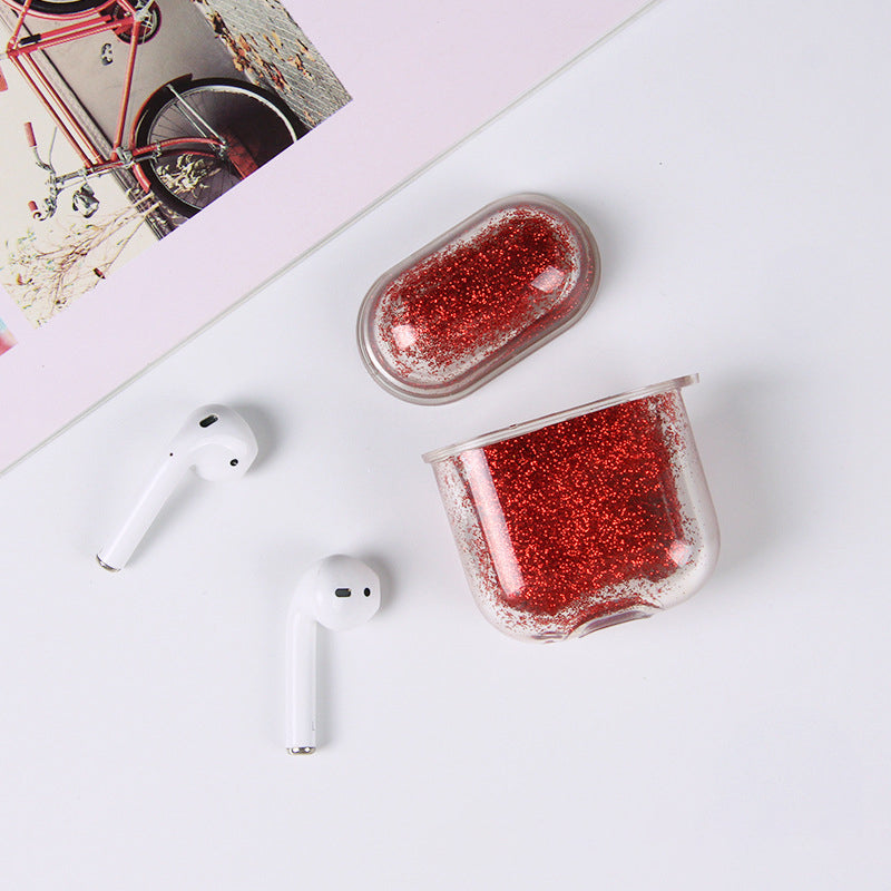 Transparent Floating Glitter Protective Case with Keychain for Airpods