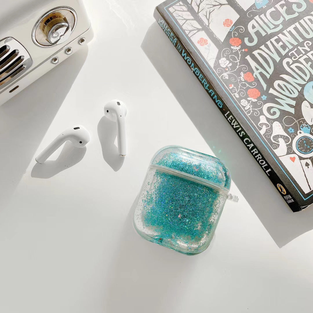 Transparent Floating Glitter Protective Case with Keychain for Airpods