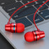 Metal bass in ear wired headset-Red