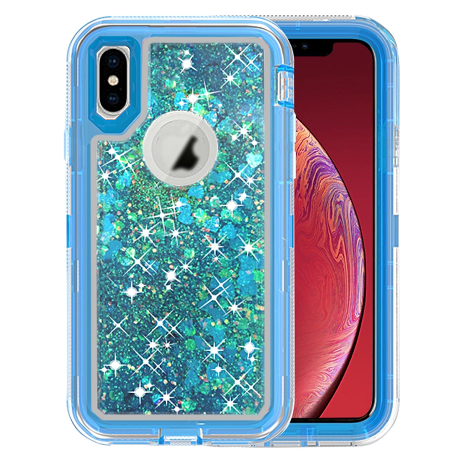 Transparent Floating Glitter Heavy Duty Case for iPhone X/XS