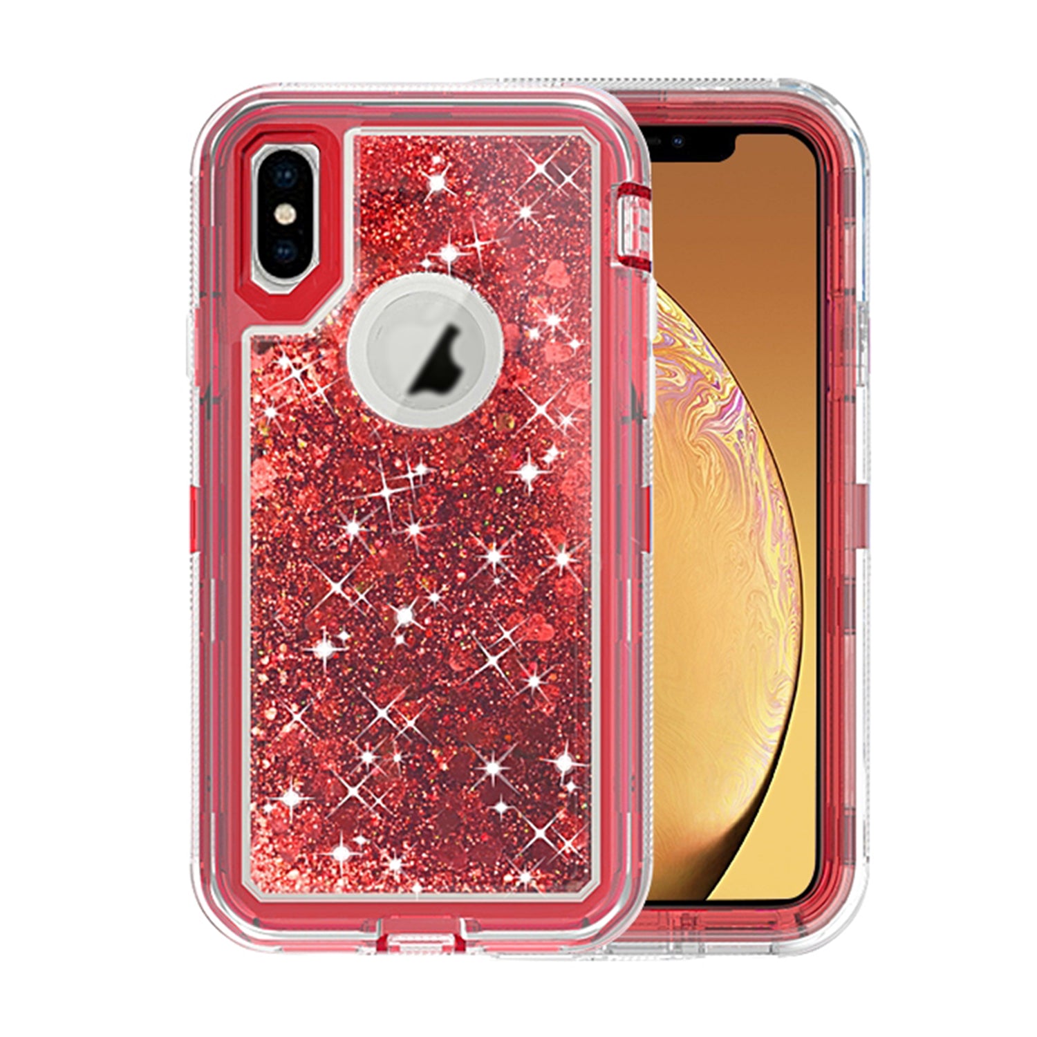 Transparent Floating Glitter Heavy Duty Case Compatible with Apple iPhone XS Max