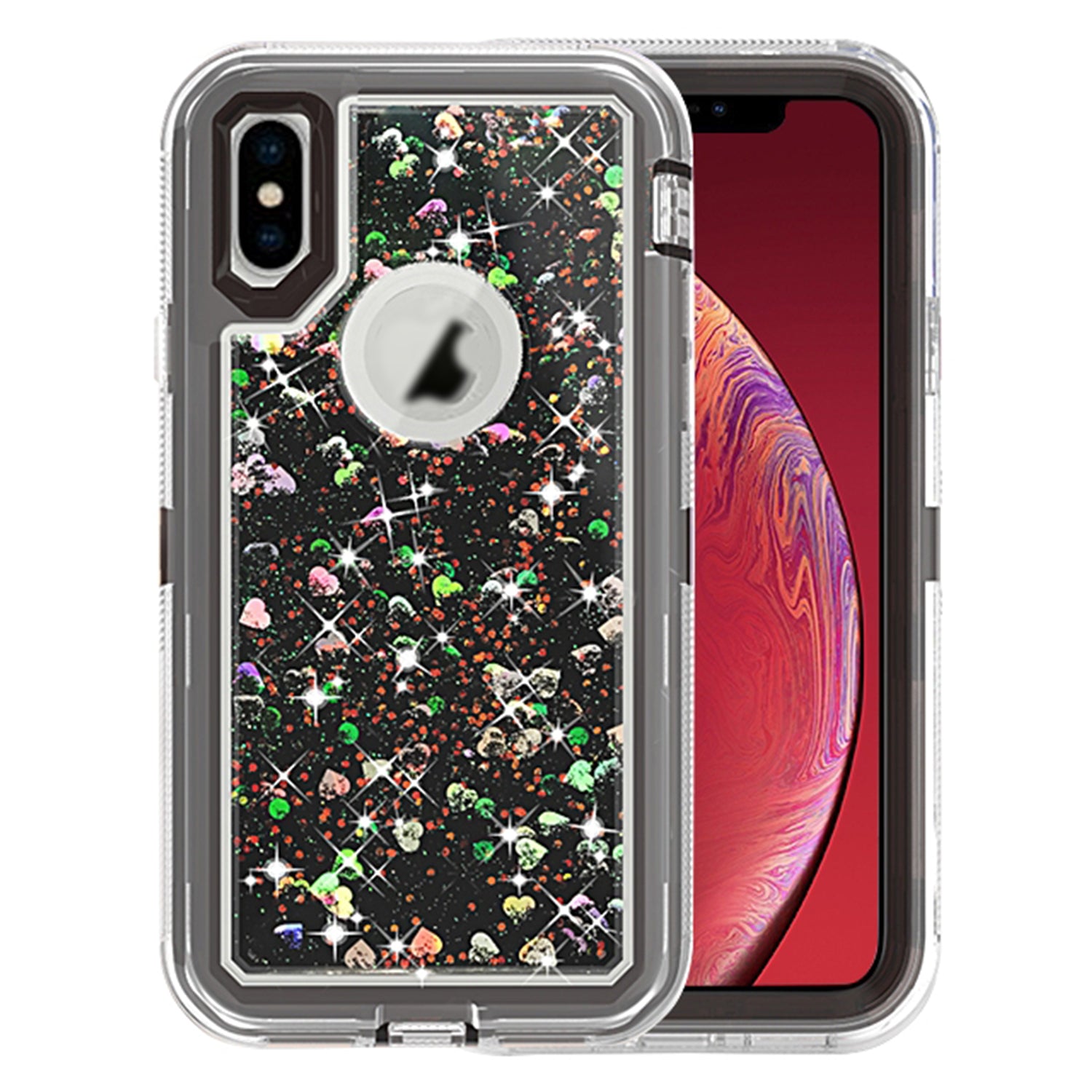 Transparent Floating Glitter Heavy Duty Case for iPhone X/XS