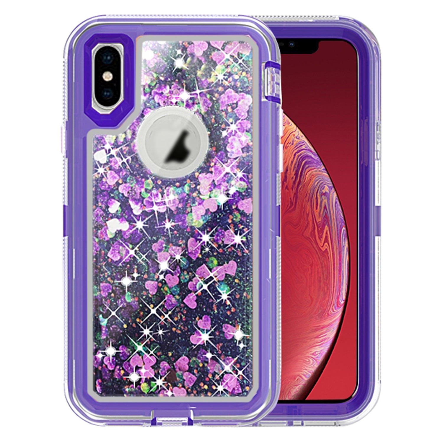 Transparent Floating Glitter Heavy Duty Case for iPhone X/XS