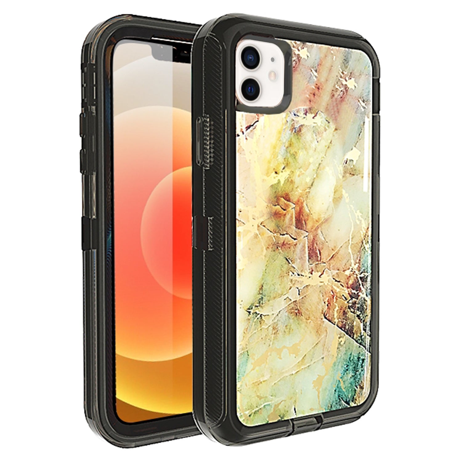 iPhone 12 /12Pro (6.1") Anti-Shock Durable Protective TPU Heavy Duty Marble Clear Case