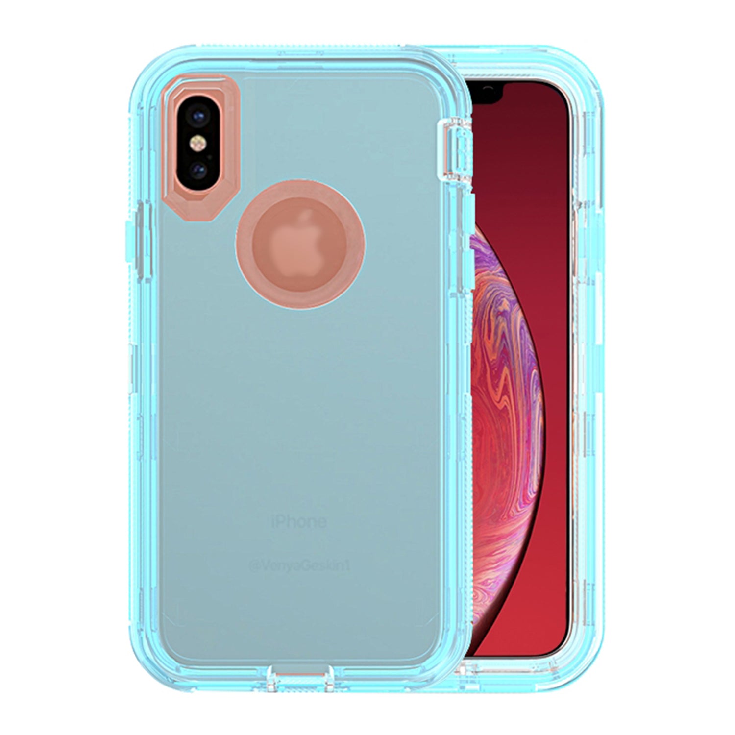 Transparent Full Protection Heavy Duty Case without Clip for Apple iPhone X/Xs