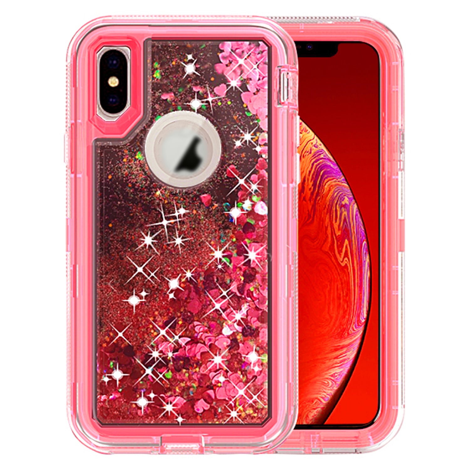 Transparent Floating Glitter Heavy Duty Case for iPhone X/XS