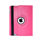 360 Degrees Rotating Leather Standing Case for iPad 4 - Hot Pink