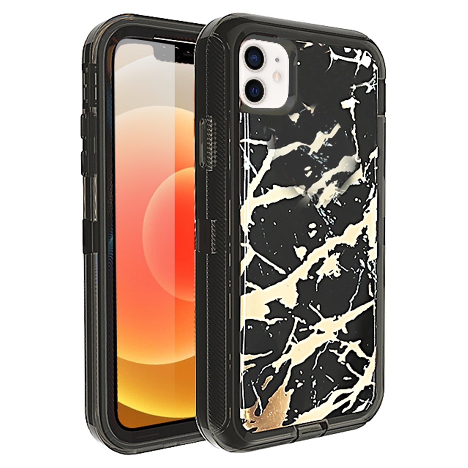 iPhone 12 /12Pro (6.1") Anti-Shock Durable Protective TPU Heavy Duty Marble Clear Case