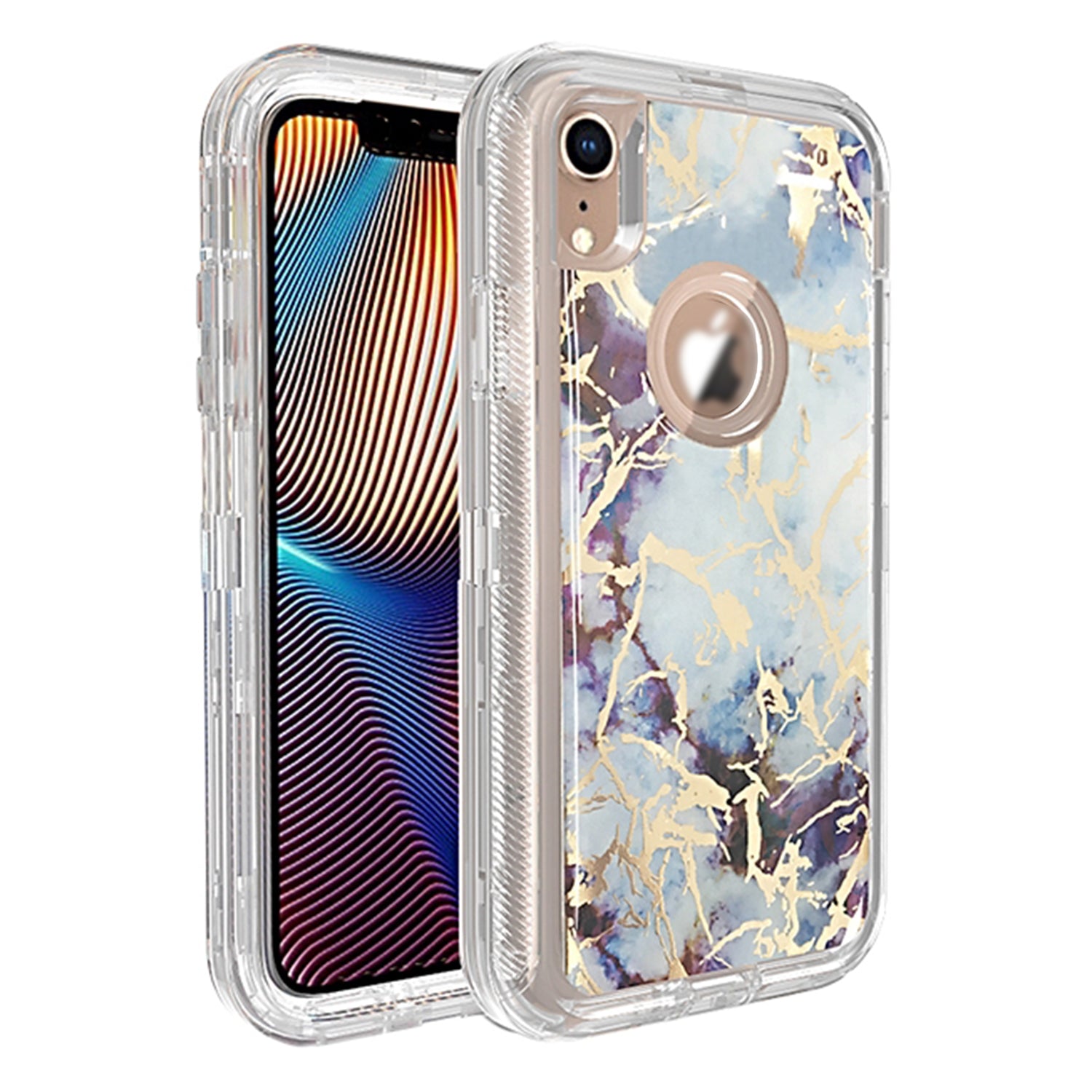 iPhone XR  Anti-Shock Durable Protective TPU Heavy Duty Marble Clear Case