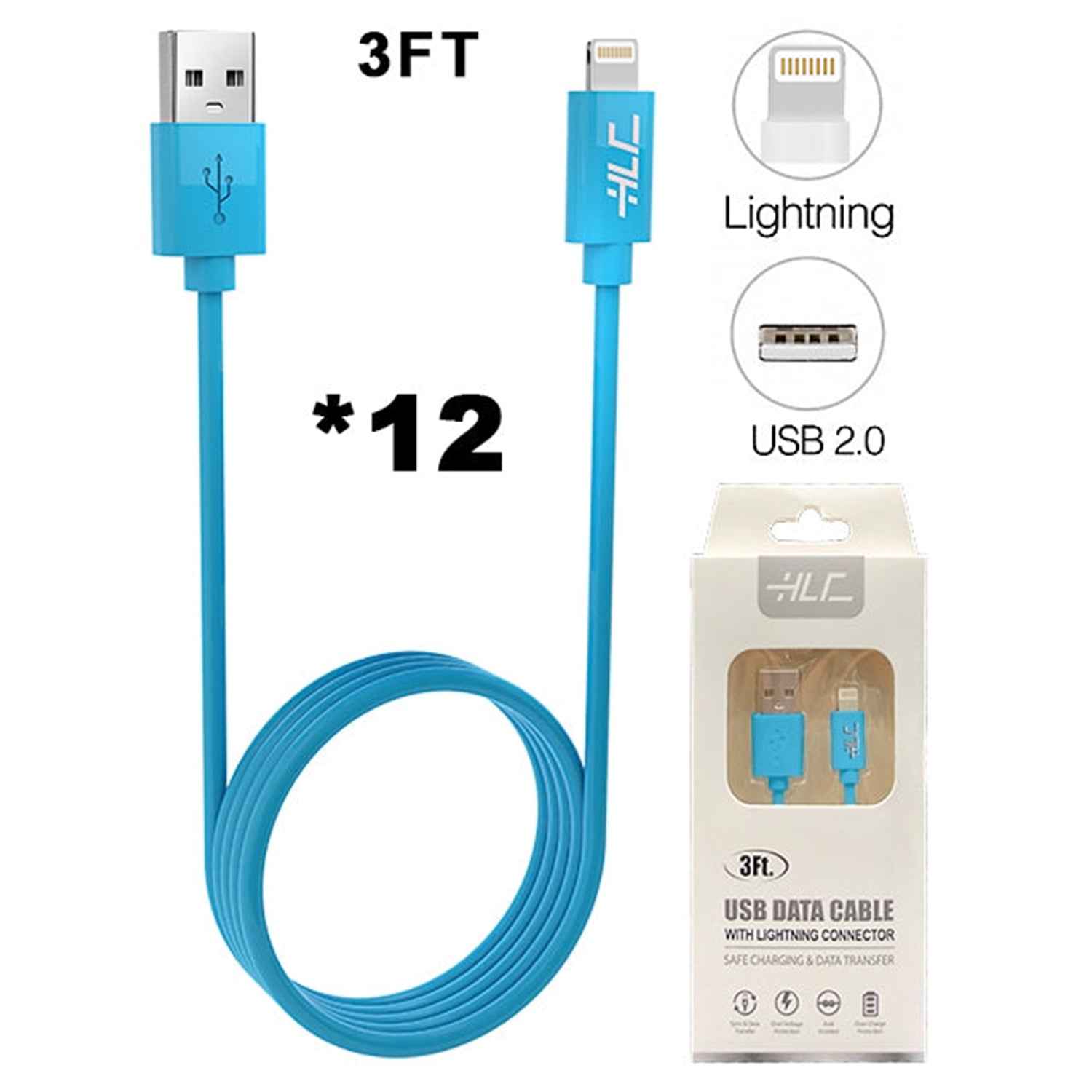 A Dozen of Lightning USB Cable for iPhone 11/11 Pro /11 Pro Max/ Xs Max/ X / XS/ 8 / 7 (3FT)