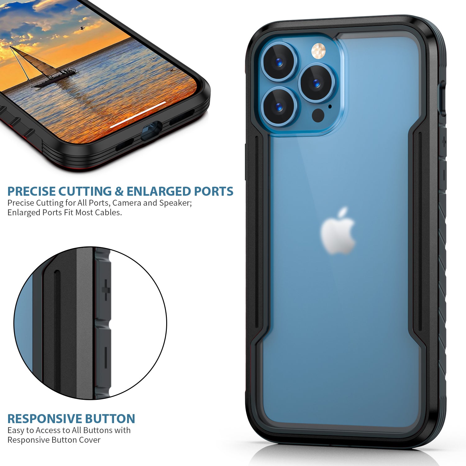 iPhone 12 Pro Max Case with Colorful Bumper Full Body Heavy duty case