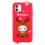 3D Silicone Cute Reindeer With Pendant Cartoon Case for iPhone 12 Mini (5.4") - Pink