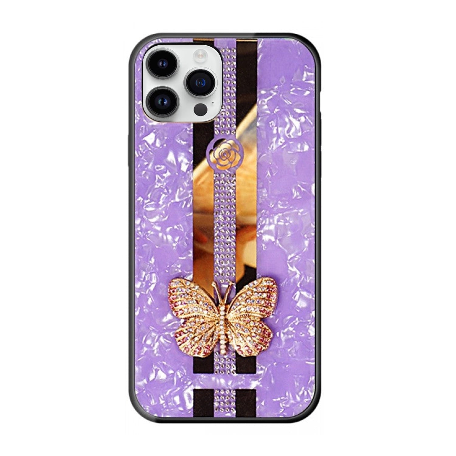 Butterfly Bling Bling TPU Luxury Phone Case for iPhone 12 Pro/12(6.1") - White