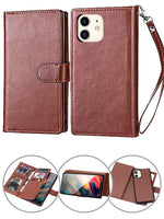 iPhone 12 Mini 2 in 1 Leather Wallet Case With 9 Credit Card Slots and Removable Back Cover 