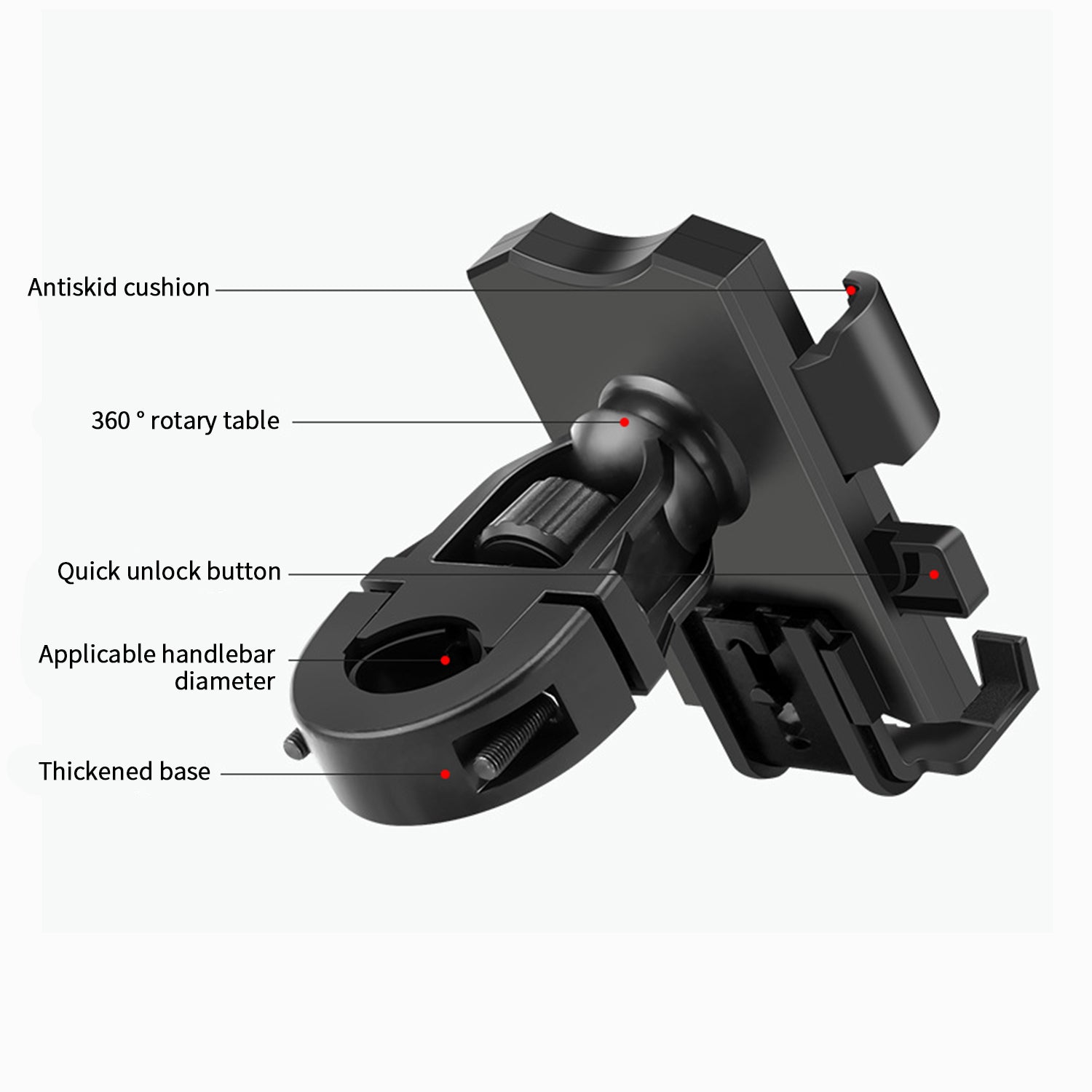 Mobile phone holder for bike shockproof mobile-Black