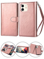 iPhone 12 Mini 2 in 1 Leather Wallet Case With 9 Credit Card Slots and Removable Back Cover 