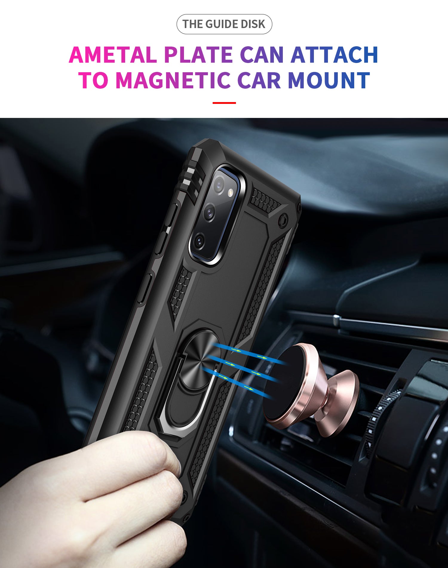 Samsung Galaxy S20 FE-5G dual colors ring magnetic GPS car mount Phone holder case