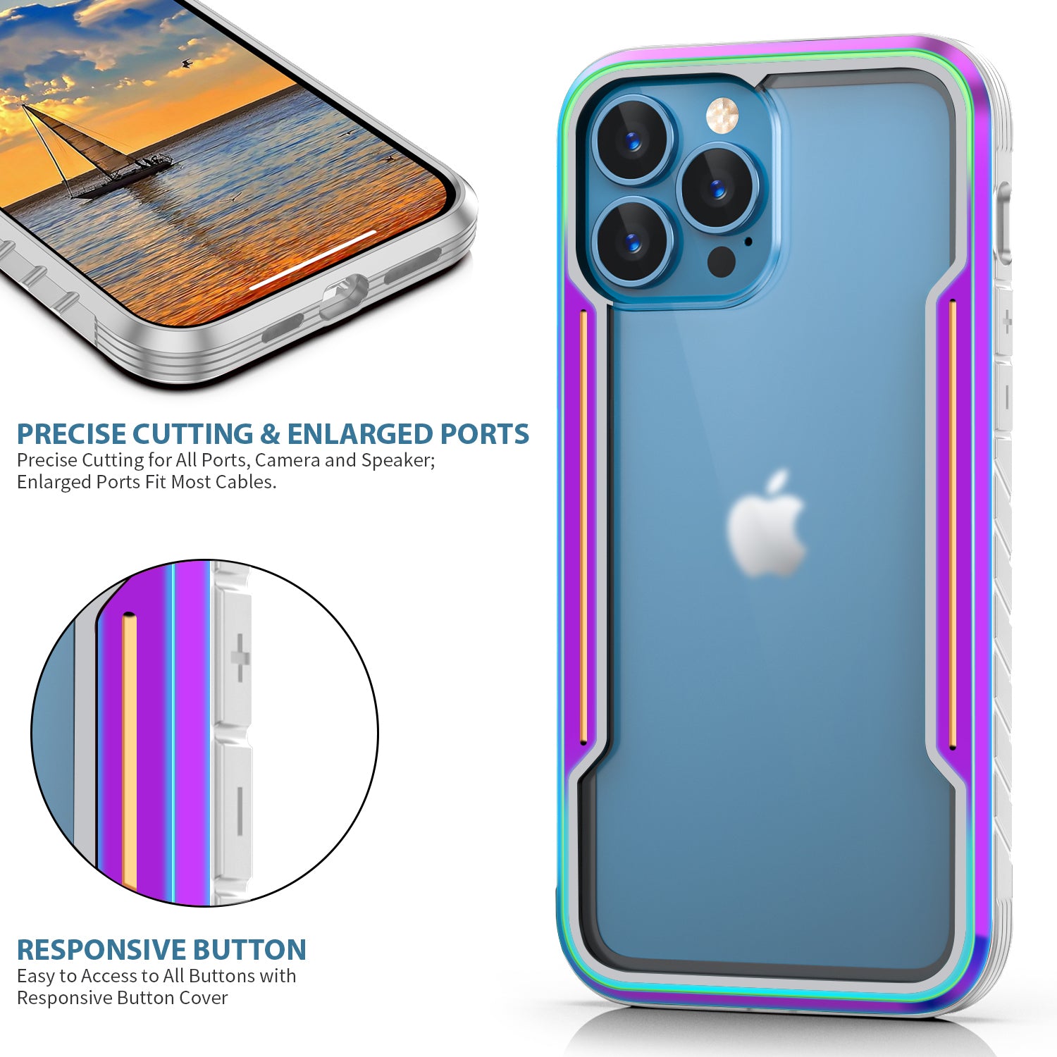 iPhone 12 Pro/12 Case with Colorful Bumper Full Body Heavy Duty case