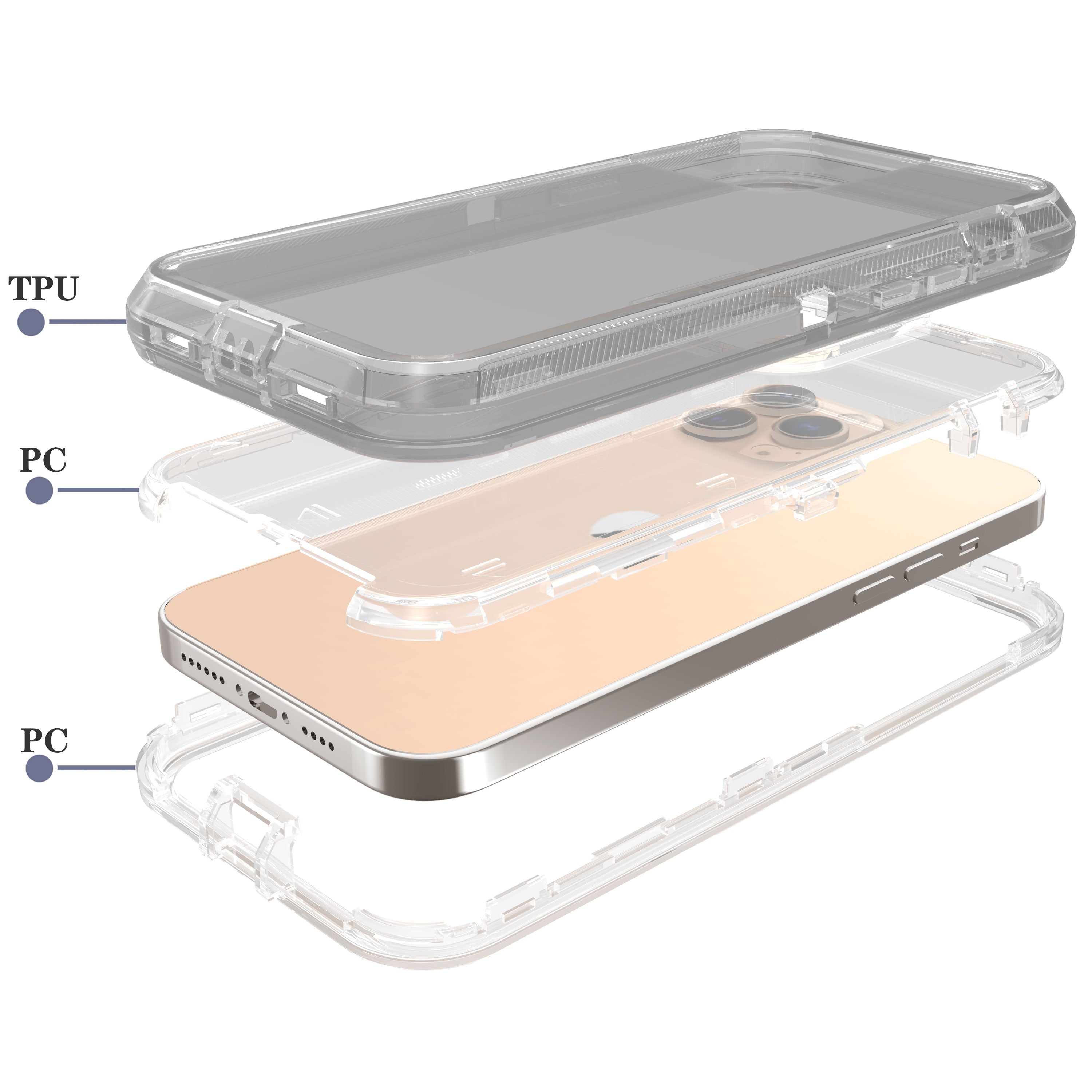 Transparent Full Protection Heavy Duty Case without Clip for iPhone 12 Pro Max (6.7")