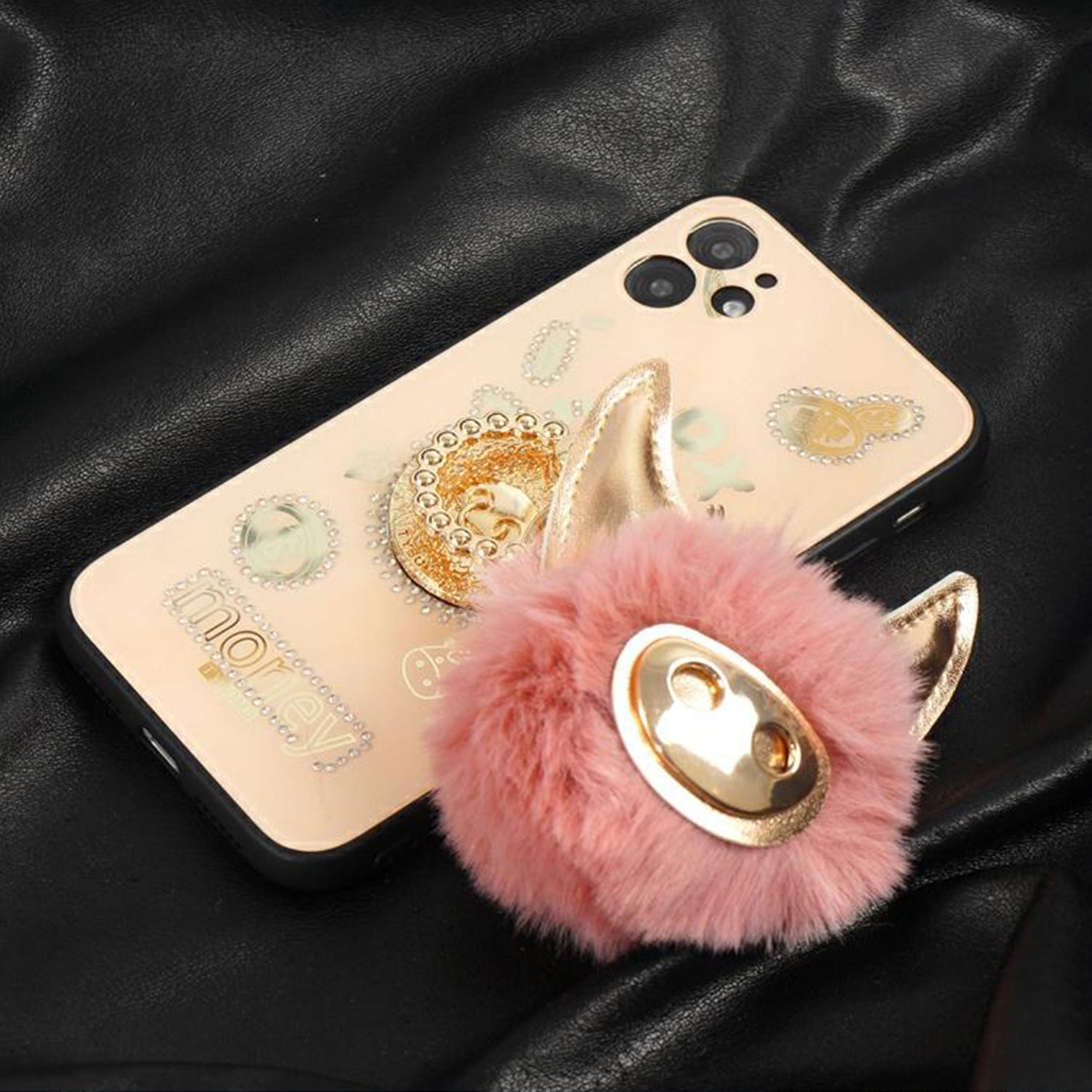 Bling Sparkle Ring Kickstand Case with OX Plush Toys for iPhone 12 Mini Case (5.4")