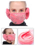 Autumn Winter Warm Plush Face Mask For Women - Hot Pink