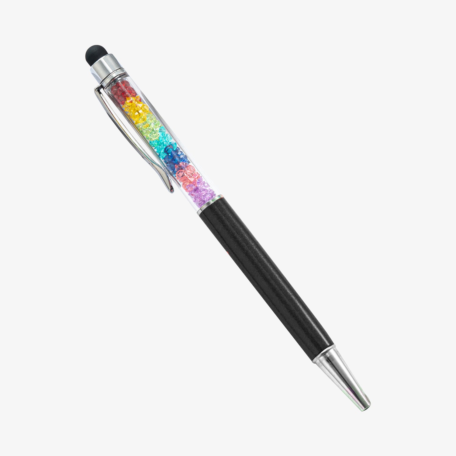 Capacitive Touch Screen Ballpoint Pen Cute Rainbow Diamond Crystal Ball Pens School Writing Supplies - Black