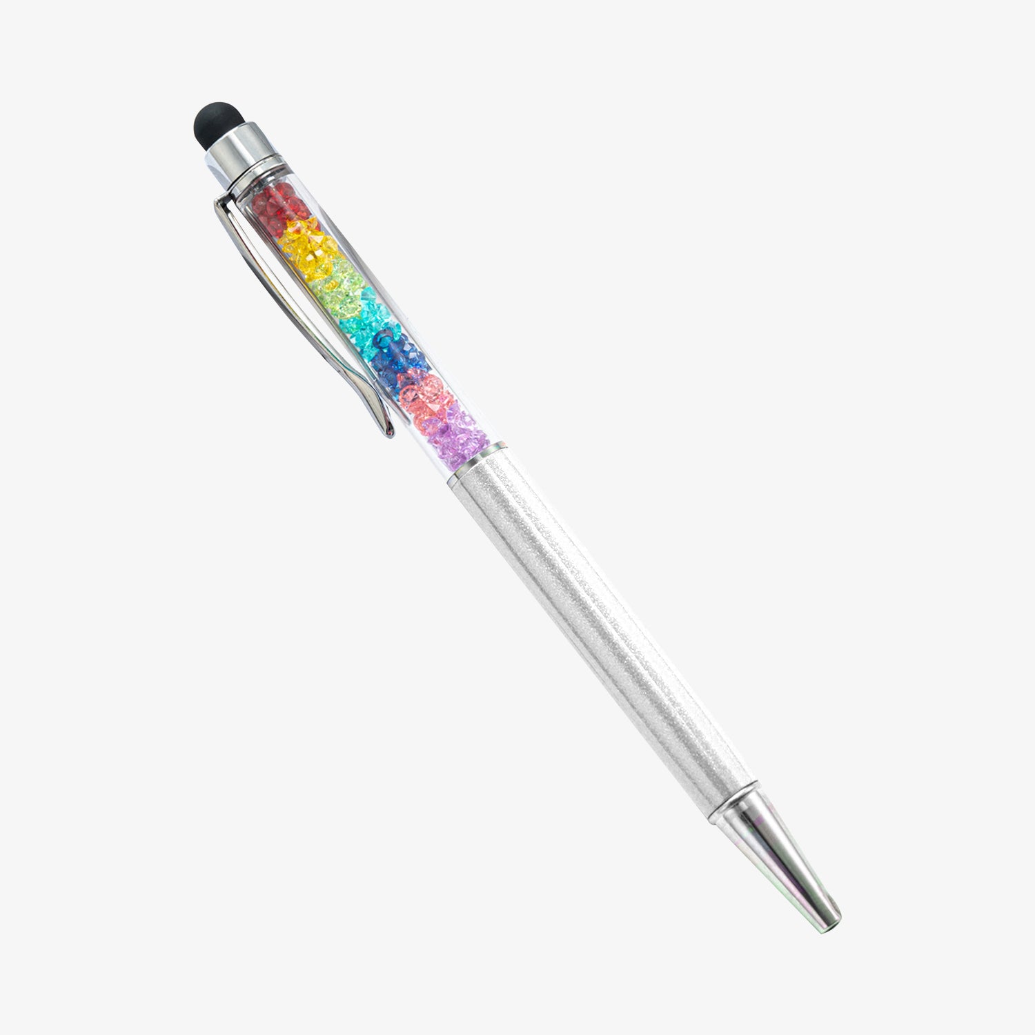 Capacitive Touch Screen Ballpoint Pen Cute Rainbow Diamond Crystal Ball Pens School Writing Supplies - White