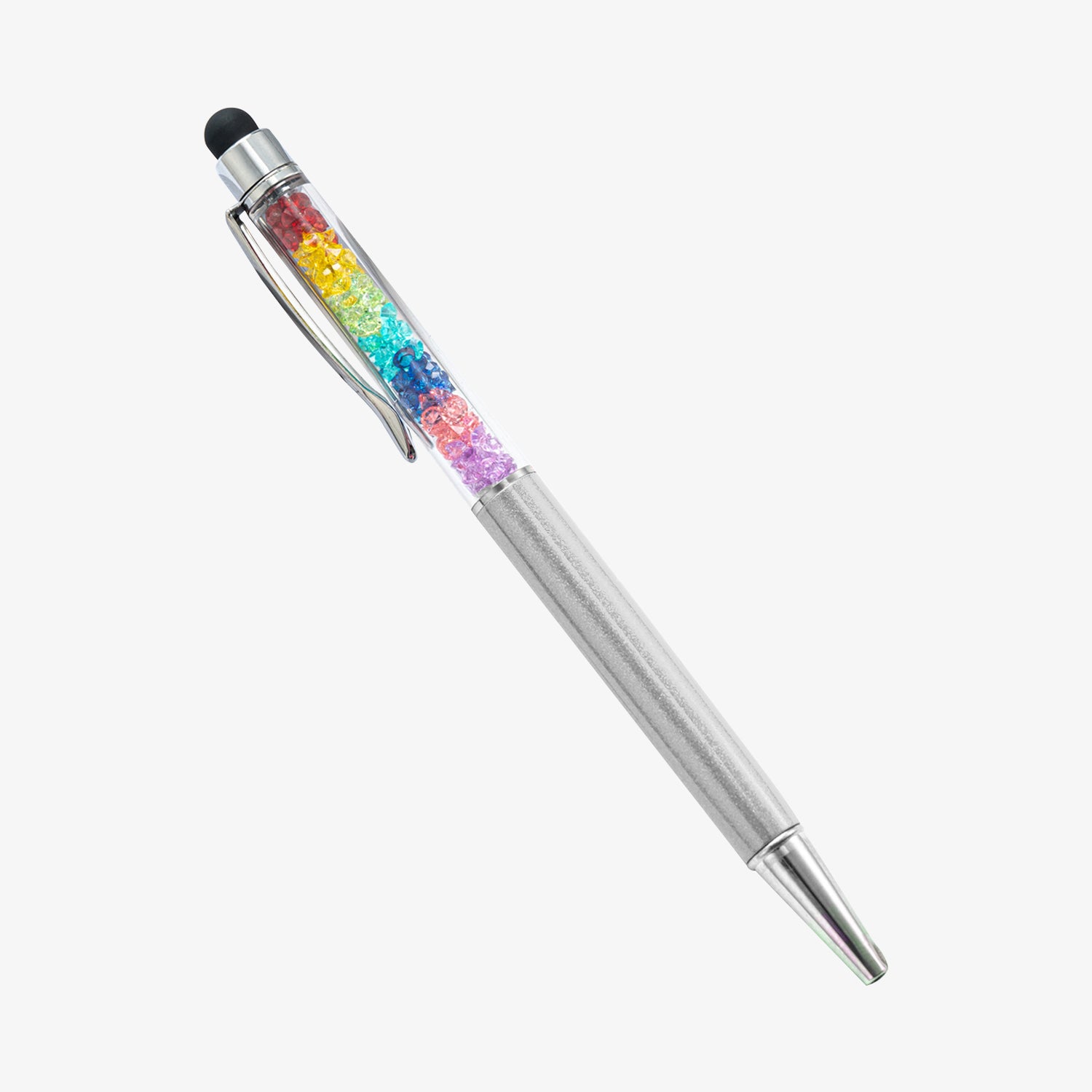 Capacitive Touch Screen Ballpoint Pen Cute Rainbow Diamond Crystal Ball Pens School Writing Supplies - Silver