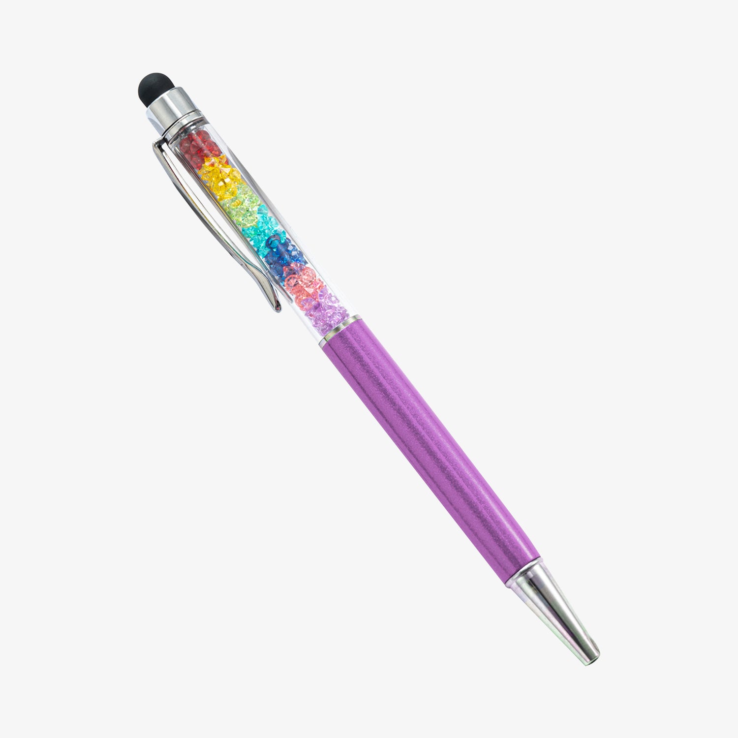 Capacitive Touch Screen Ballpoint Pen Cute Rainbow Diamond Crystal Ball Pens School Writing Supplies - Purple