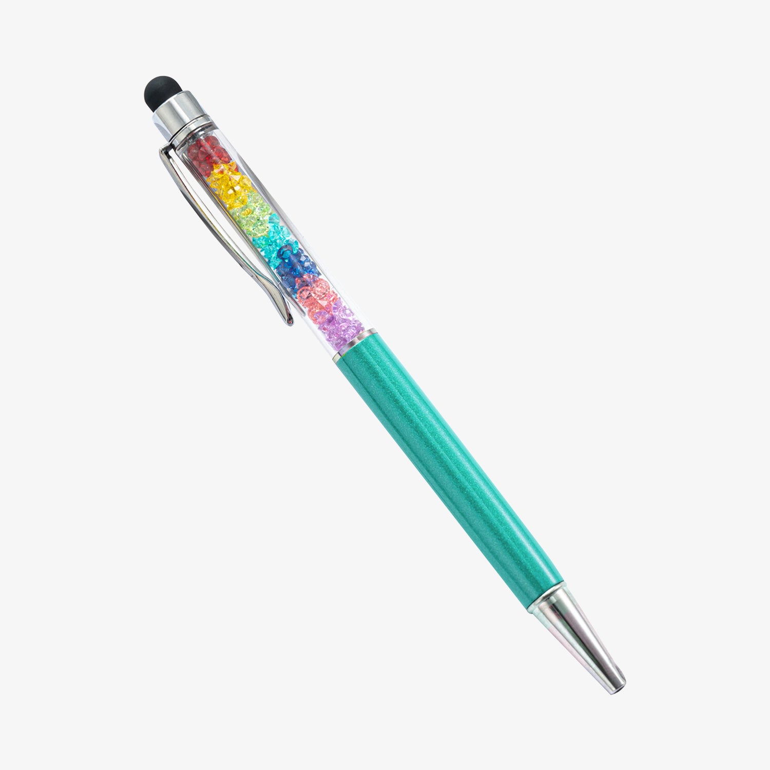 Capacitive Touch Screen Ballpoint Pen Cute Rainbow Diamond Crystal Ball Pens School Writing Supplies - Light Teal