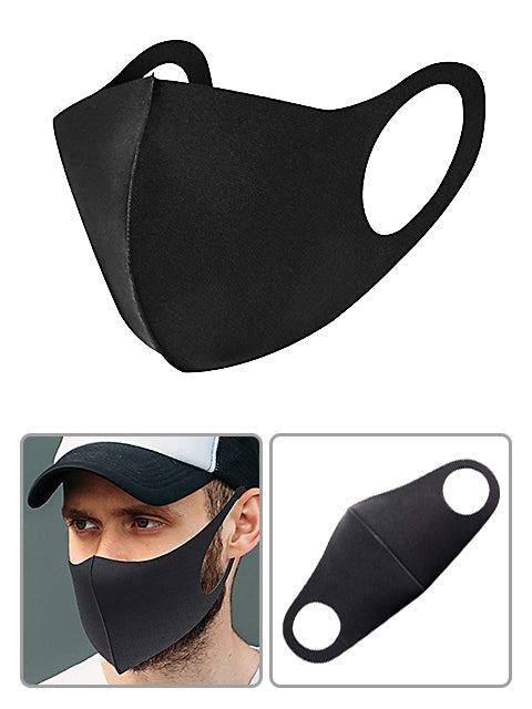 Fabric Mouth Mask Unisex Cool Washable Reusable Face Mask Fashion Adult Anti Dust - Black