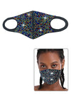 new luxury black with diamond letters rhinestone tassel washable jewelry mask - Rainbow