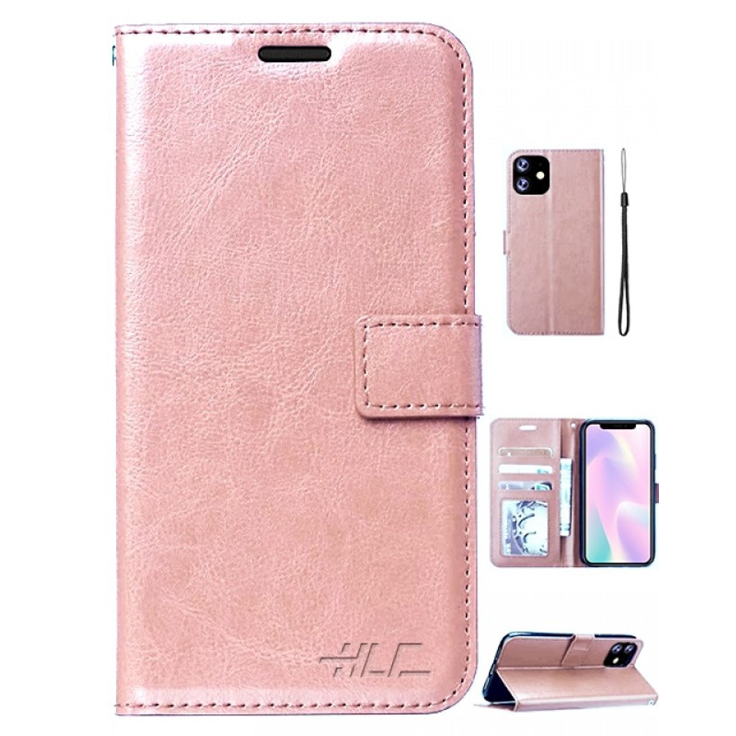 iPhone 11 Pro (5.8") Plain Leather Wallet Case Compatible