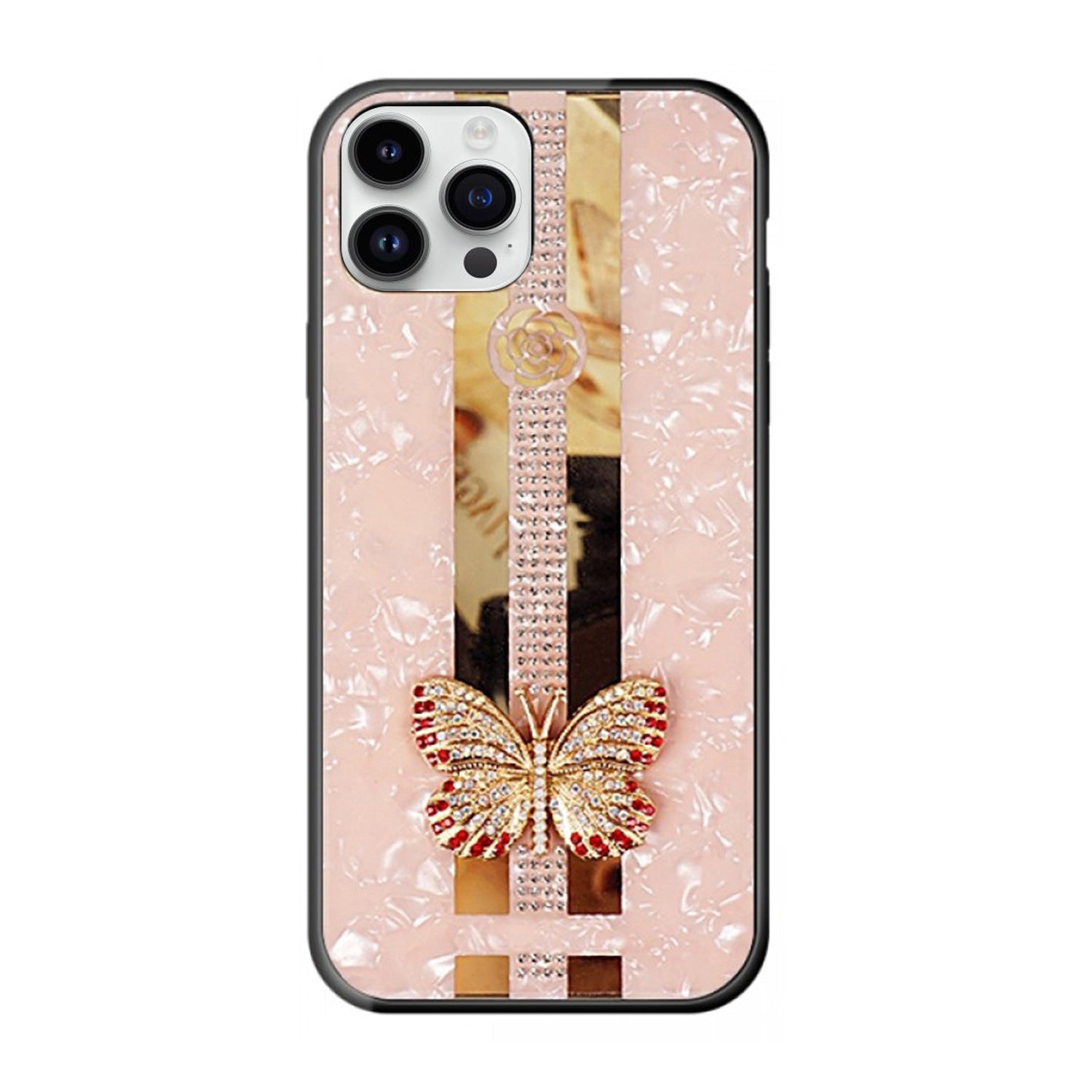 Butterfly Bling Bling TPU Luxury Phone Case for iPhone 12 Pro/12(6.1") - White