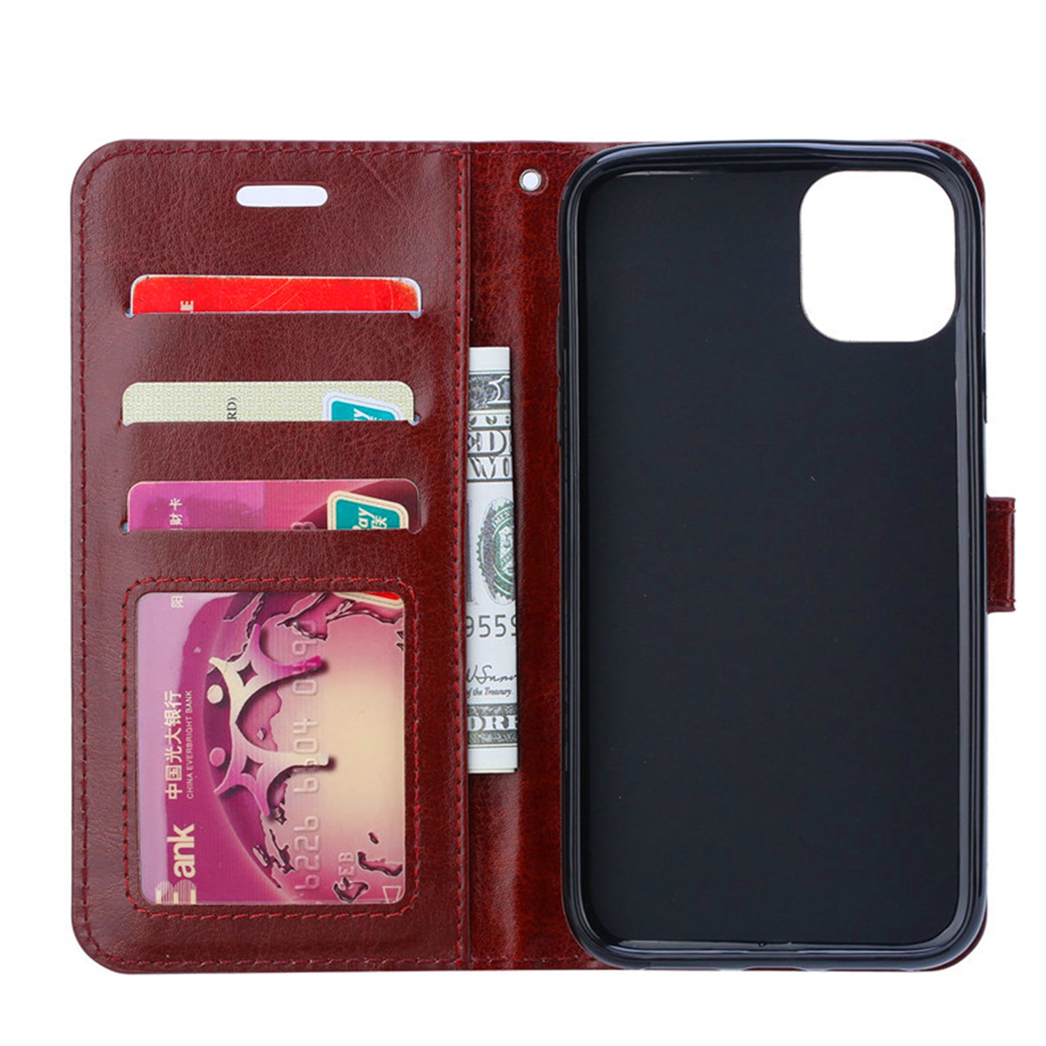 iPhone 11 Pro (5.8") Plain Leather Wallet Case Compatible