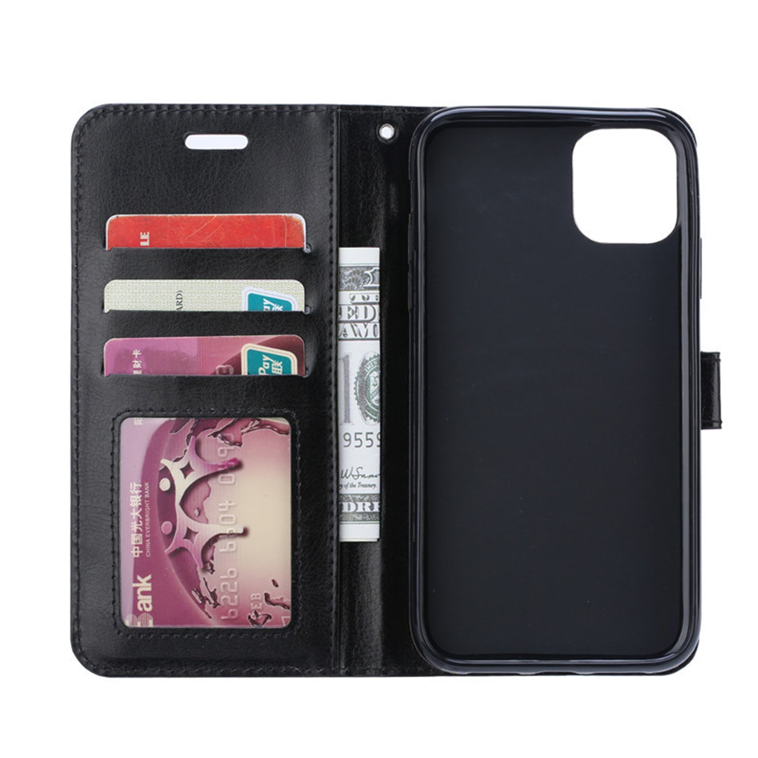 iPhone 11 Pro (5.8") Plain Leather Wallet Case Compatible