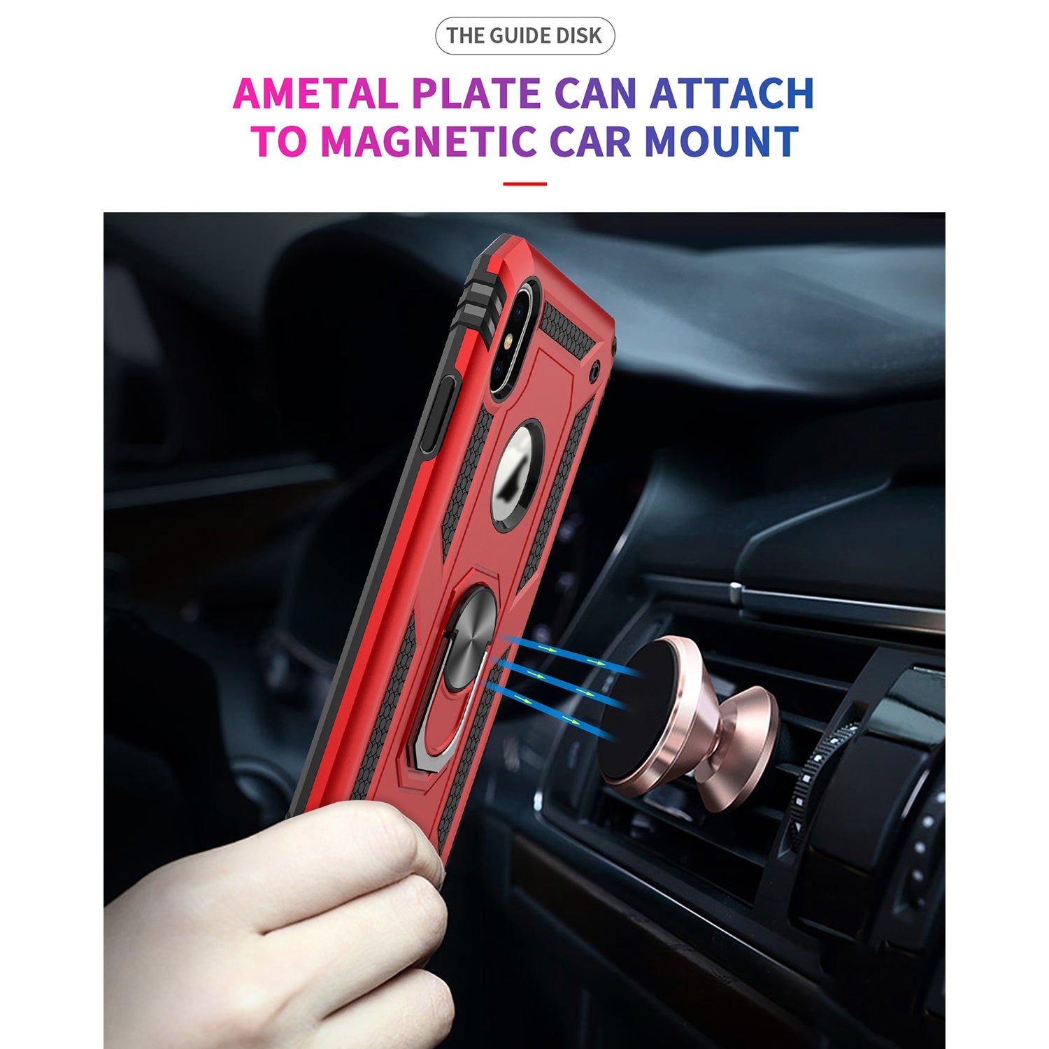 Dual Colors Ring Magnetic GPS car mount Phone Holder for iPhone X/Xs