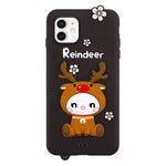 3D Silicone Cute Reindeer With Pendant Cartoon Case for iPhone 12 Mini (5.4") - Pink