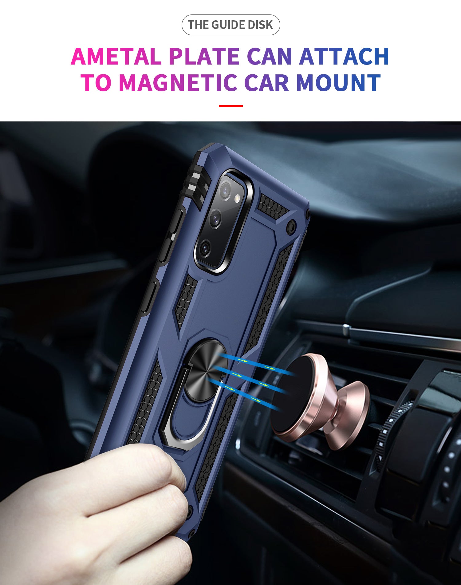 Samsung Galaxy S20 FE-5G dual colors ring magnetic GPS car mount Phone holder case