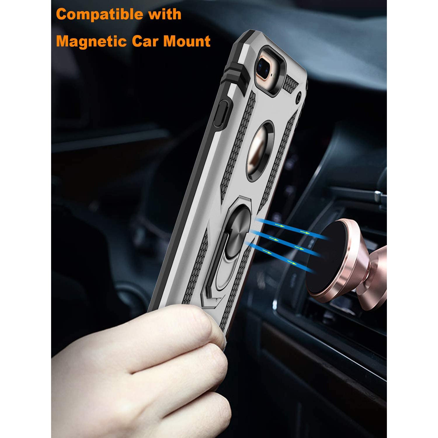 Dual Colors Ring Magnetic GPS car mount Phone Holder for iPhone 8 / 7 / 6 Plus