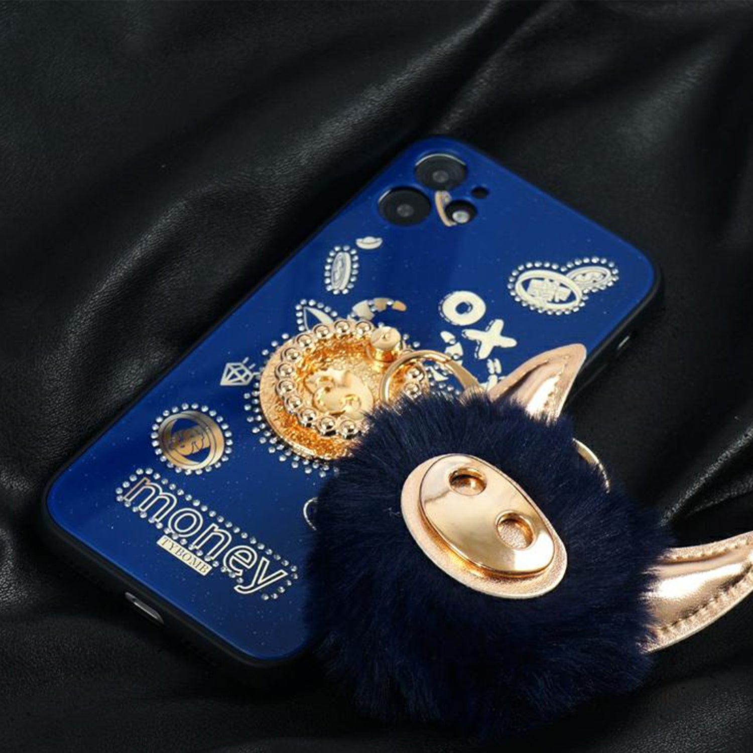 Bling Sparkle Ring Kickstand Case with OX Plush Toys for iPhone 12 Mini Case (5.4")