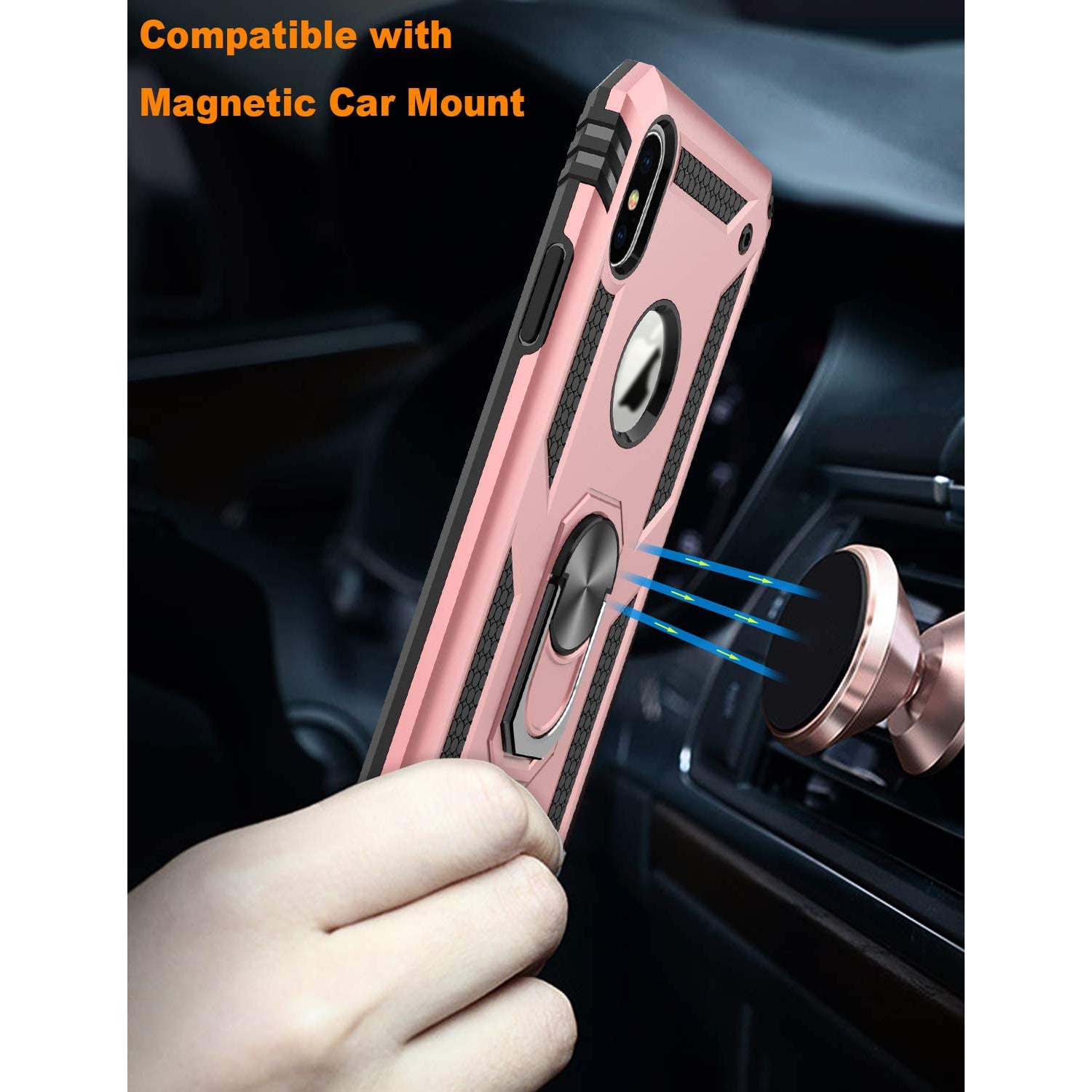 Dual Colors Ring Magnetic GPS car mount Phone Holder for iPhone X/Xs