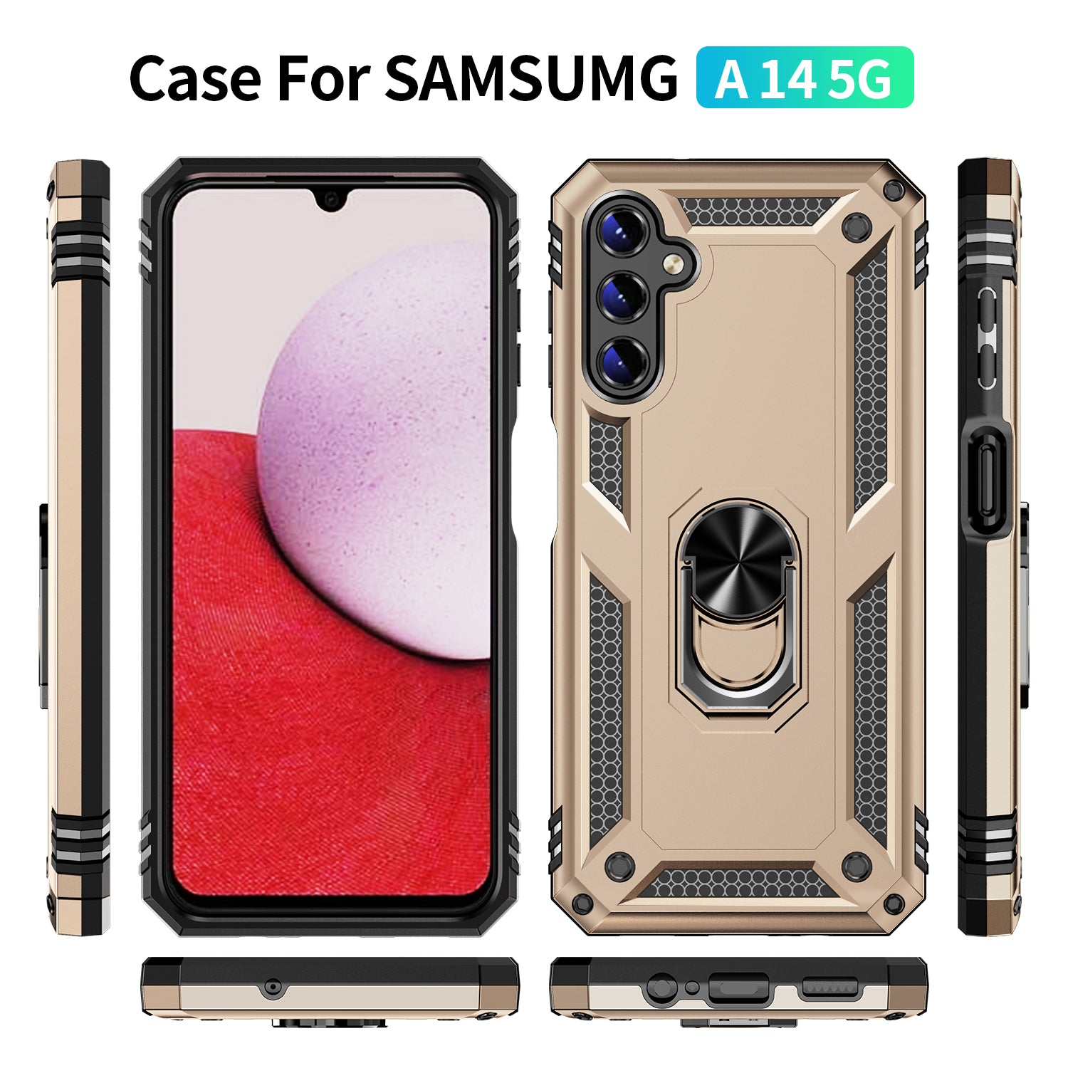 Samsung Galaxy A14 Case Ring Magnetic GPS car mount Phone Holder case