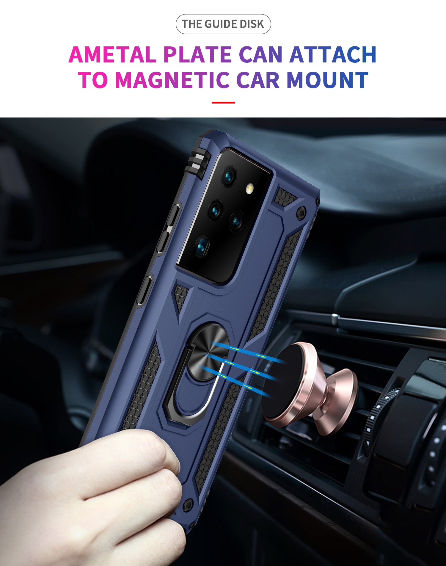 Samsung Galaxy S21 Ultra Dual Colors Ring Magnetic GPS car mount Phone Holder