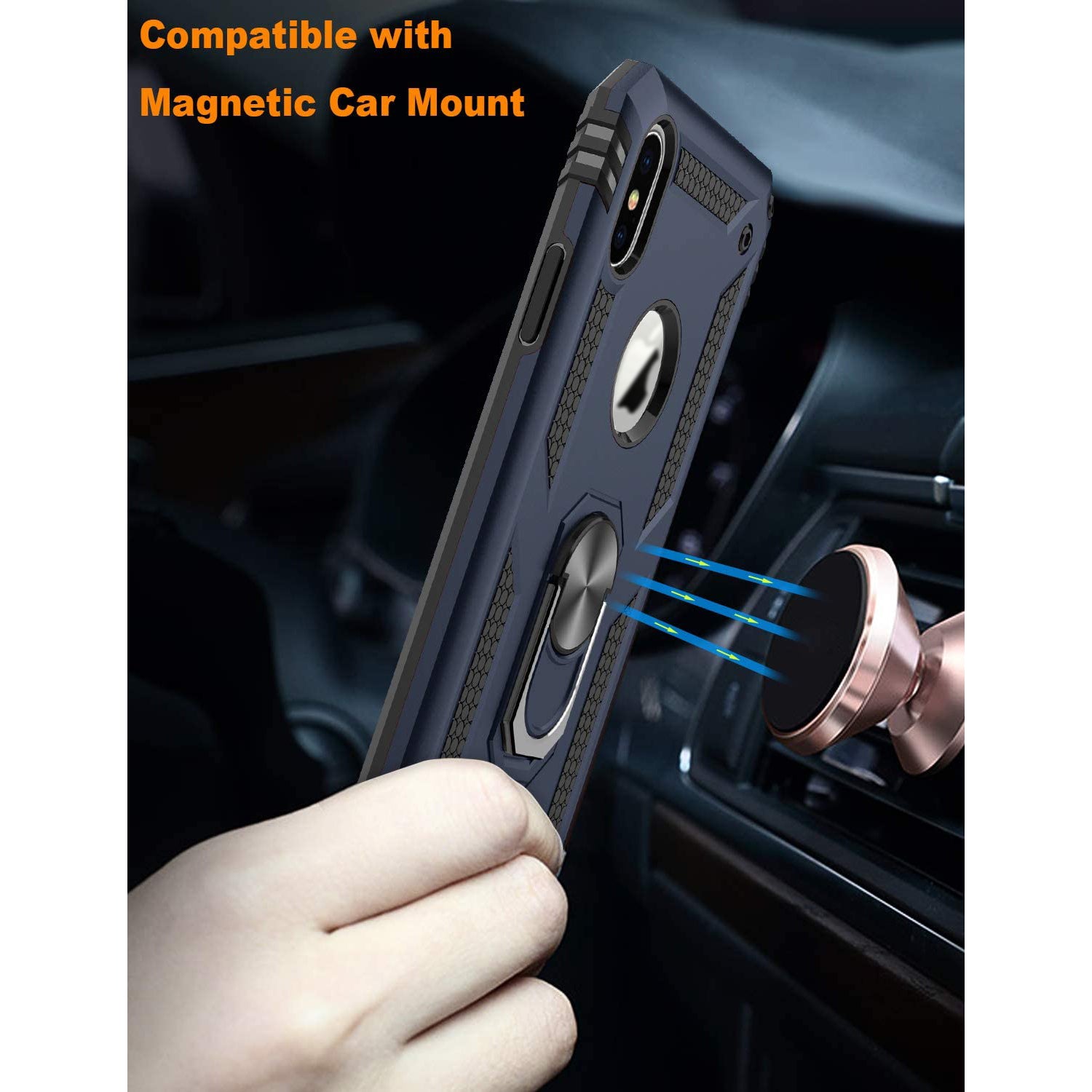 Dual Colors Ring Magnetic GPS car mount Phone Holder for iPhone X/Xs